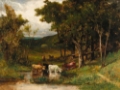 Picture of UNTITLED, LANDSCAPE WITH COWS IN STREAM NEAR TREES 1882