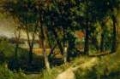 Picture of UNTITLED, LANDSCAPE , FOREST SCENE WITH RED FENCE AND BUILDING 1893