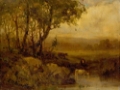 Picture of UNTITLED, LANDSCAPE, RIVERBANK, THREE COWS