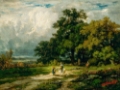 Picture of UNTITLED, MAN ON HORSE WITH WOMAN AND DOG