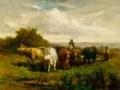 Picture of UNTITLED, MAN ON HORSEBACK, WOMAN ON FOOT DRIVING CATTLE 1880