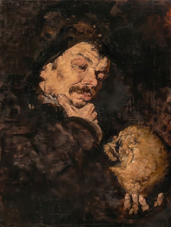 Picture of MAN HOLDING A SKULL MEMENTO MORI