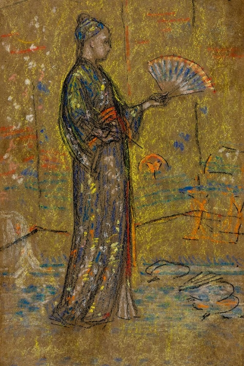 Picture of JAPANESE WOMAN PAINTING A FAN CA 1872