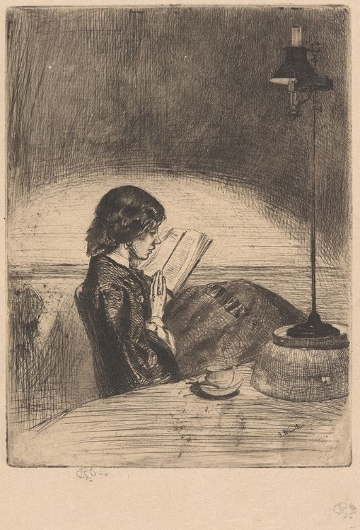 Picture of READING BY LAMPLIGHT CA 1858