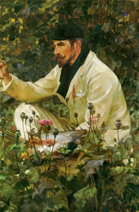 Picture of GEORGE HITCHCOCK WORKING IN HIS GARDEN IN EGMOND CA 1891