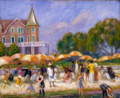 Picture of BEACH UMBRELLAS AT BLUE POINT CA 1915