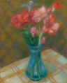 Picture of GLADIOLAS IN GREEN GLASS VASE