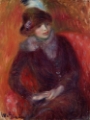 Picture of SEATED WOMAN WITH FUR NECKPIECE AND RED BACKGROUND CA 1916