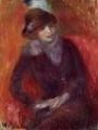 Picture of SEATED WOMAN WITH FUR NECKPIECE AND RED BACKGROUND CA 1916