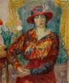 Picture of WOMAN IN RED BLOUSE WITH TULIPS CA 1913