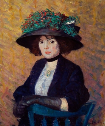 Picture of WOMAN WITH GREEN HAT CA 1909