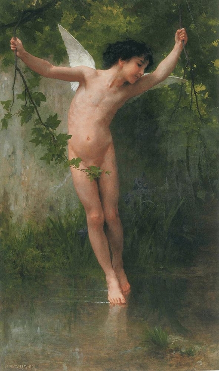 Picture of CUPID FLYING OVER WATER 1900