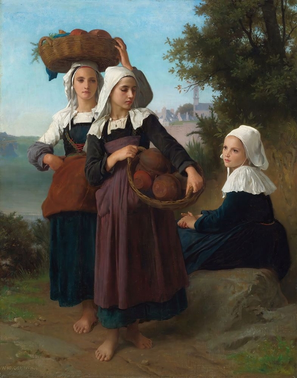 Picture of FOUESNANT GIRLS RETURNING FROM THE MARKET 1869