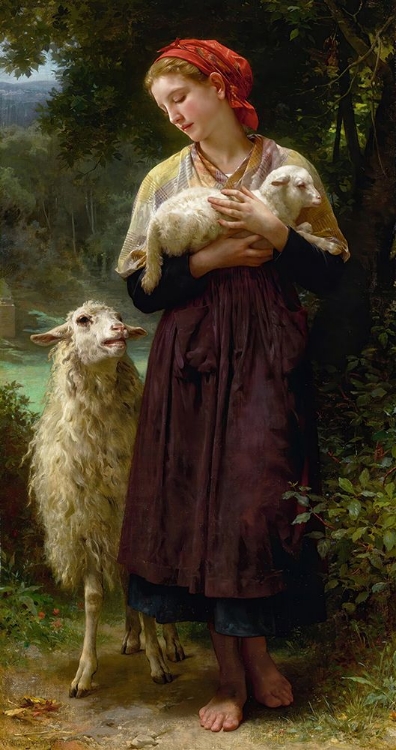 Picture of THE NEWBORN LAMB 1873