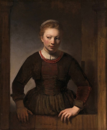 Picture of YOUNG WOMAN AT AN OPEN HALF-DOOR 1645