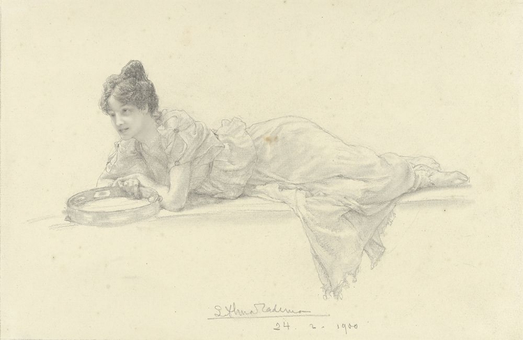 Picture of RECLINING WOMAN WITH TAMBOURINE 1900