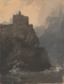 Picture of CASTLE ON CLIFF, WITH A STORMY SEA, AND SHIPWRECK AT BASE OF CLIFF 1814