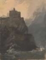 Picture of CASTLE ON CLIFF, WITH A STORMY SEA, AND SHIPWRECK AT BASE OF CLIFF 1814