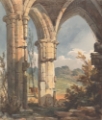 Picture of LANDSCAPE LOOKING THROUGH RUINED ARCHWAY