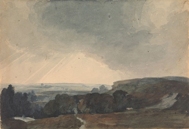 Picture of LANDSCAPE SCENE FROM HILLTOP, LOOKING INTO SUNLIT VALLEY