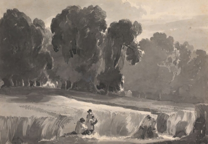 Picture of LANDSCAPE WITH FIGURES IN FIELD