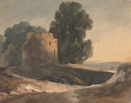 Picture of LANDSCAPE WITH RUINED CASTLE, TREES