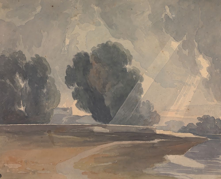 Picture of LANDSCAPE WITH TREES AND LAKE