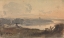 Picture of LANDSCAPE, WITH WINDING RIVER, FIGURE ON HILL IN FOREGROUND