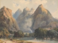 Picture of MOUNTAIN SCENE WITH STREAM, COWS AND FIGURES