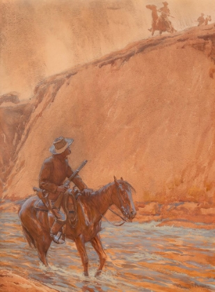 Picture of THE FUGITIVES HORSE PLUNGED INTO THE DEEP WATER 1911