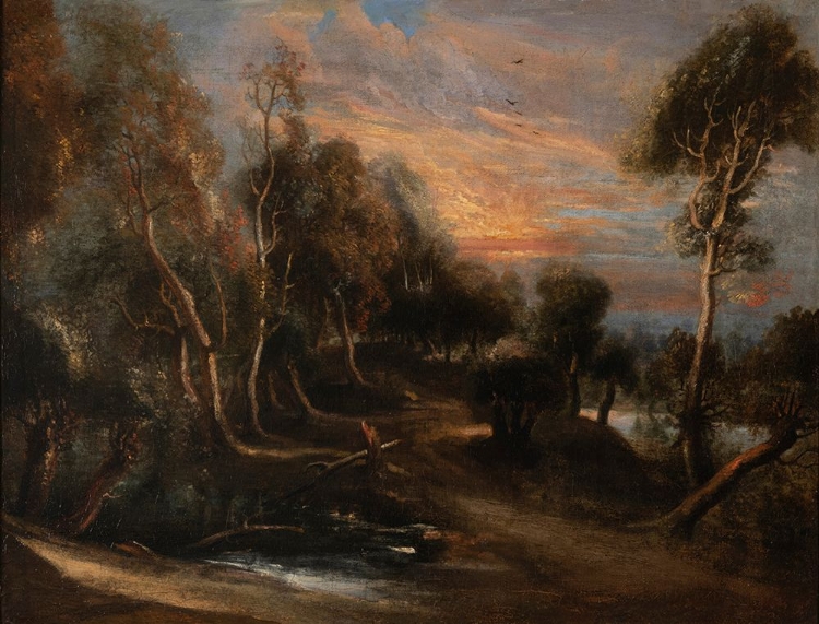 Picture of A WOODED LANDSCAPE AT SUNSET