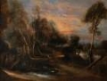 Picture of A WOODED LANDSCAPE AT SUNSET