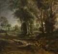 Picture of EVENING LANDSCAPE WITH TIMBER WAGON 1630