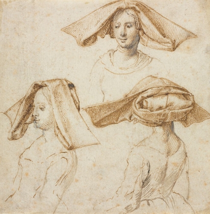 Picture of THREE STUDIES OF A WOMAN WEARING AN ELABORATE HEADDRESS
