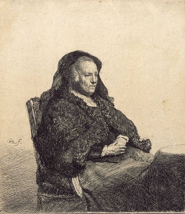 Picture of AN ELDERLY WOMAN REMBRANDTS MOTHER SEATED AT A TABLE 1631