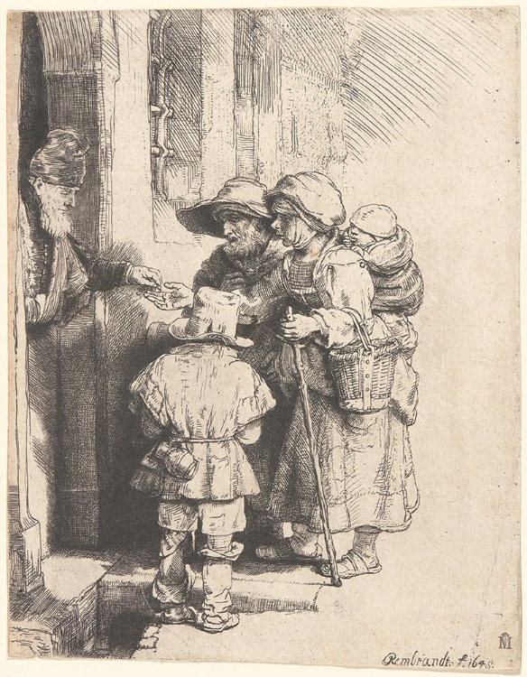 Picture of BEGGARS RECEIVING ALMS AT THE DOOR OF A HOUSE 1648