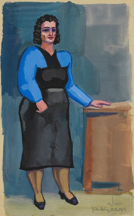 Picture of OHNE TITEL FRAU IN BLAUER BLUSE UND SCHWARZEM KLEID 1943