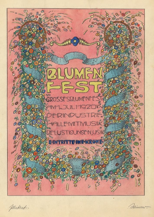 Picture of ENTWURFE PLAKAT BLUMEN FEST GROSSES BLUMENFST AM 1. JULI 1920
