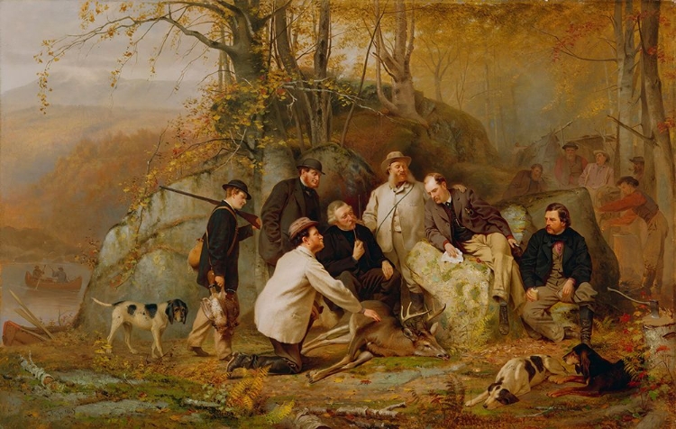 Picture of CLAIMING THE SHOT. A GROUP OF PORTRAITS AFTER THE HUNT IN THE ADIRONDACKS 1865