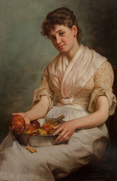 Picture of GIRL PEELING APPLES CA 1890