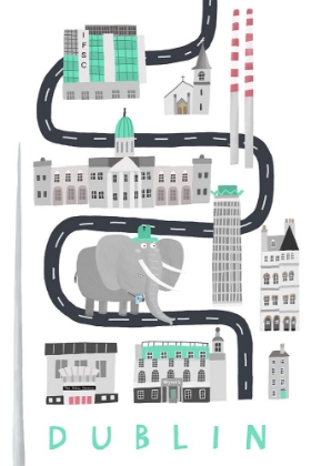 Picture of DUBLIN WITH BLACK AND WHITE ELEPHANT