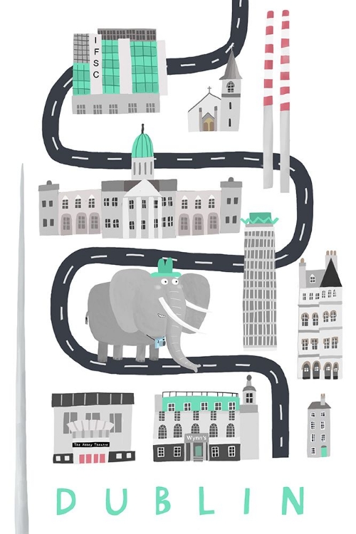 Picture of DUBLIN WITH BLACK AND WHITE ELEPHANT