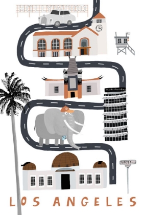Picture of LOS ANGELES WITH BLACK AND WHITE ELEPHANT