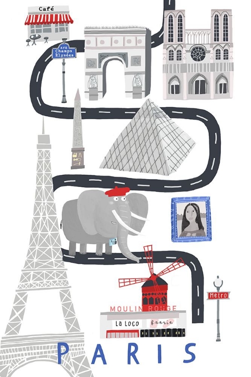 Picture of PARIS WITH BLACK AND WHITE ELEPHANT
