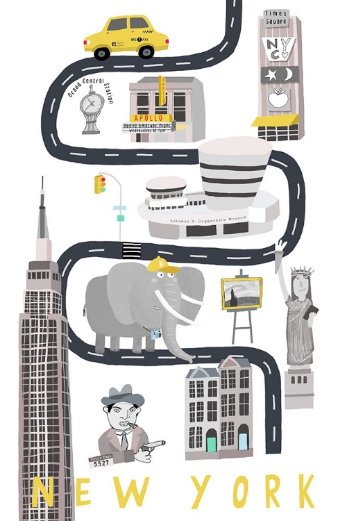 Picture of NEW YORK WITH BLACK AND WHITE ELEPHANT