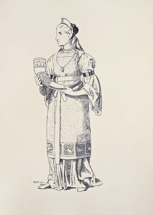 Picture of GUTRUNE WHITE LOWER GARMENT, GOLDEN YELLOW UPPER GARMENT 1897