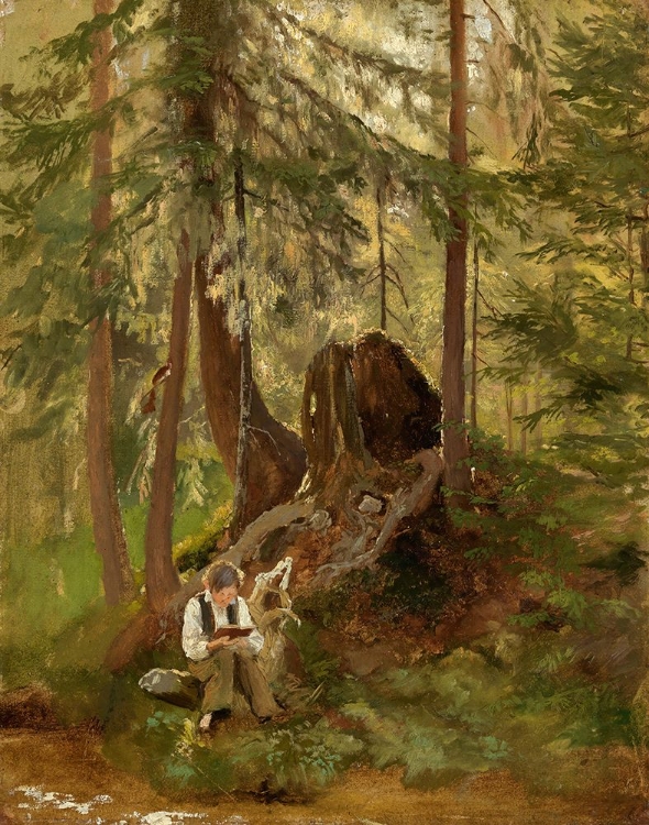Picture of INTERIOR OF THE FOREST WITH A BOY READING, 1860