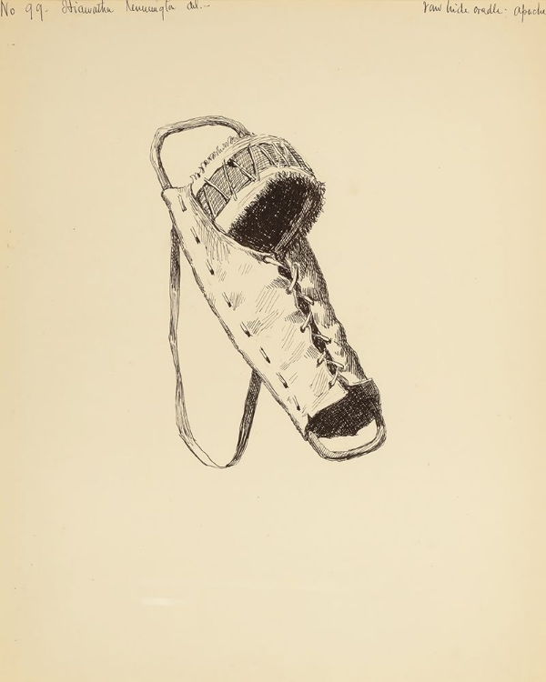 Picture of RAWHIDE CRADLE, APACHE, ILLUSTRATION FROM THE SONG OF HIAWATHA 1889