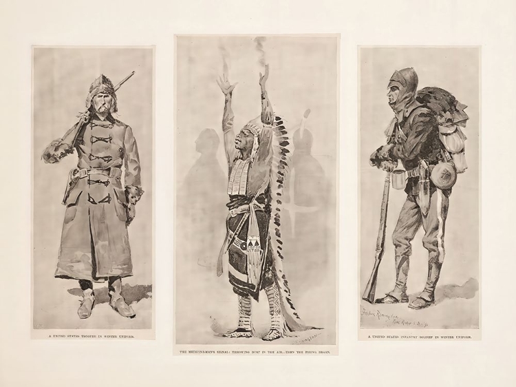 Picture of A UNITED STATES TROOPER, THE MEDICINE MANS SIGNAL, A UNITED STATES INFANTRY SOLDIER 1891