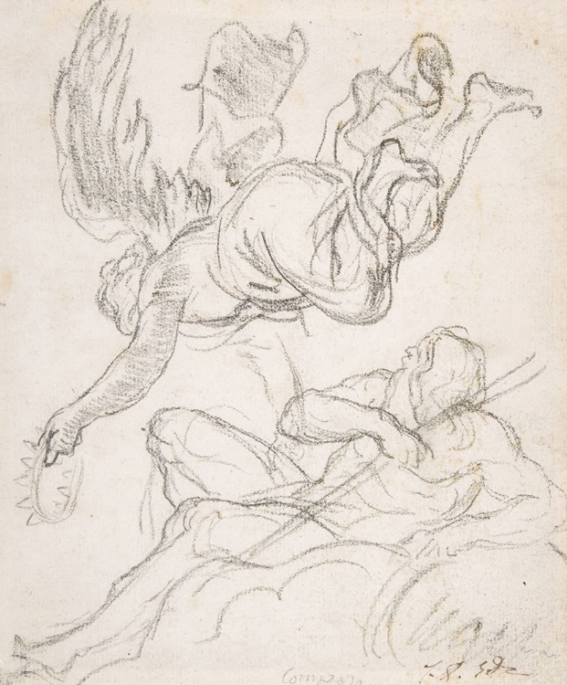 Picture of FLYING FIGURE HOLDING A CROWN, RECLINING RIVER GOD